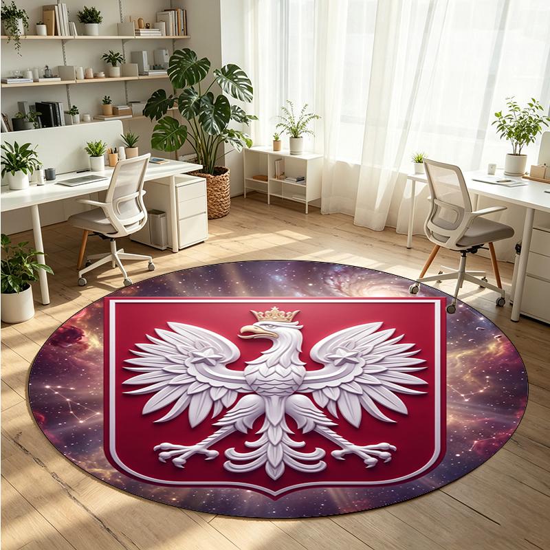Poland Football Printed Round Crystal Velvet Rug Soft Non Slip Floor Carpet For Bedroom Holiday Gift