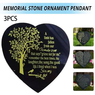 3PCS Bereavement Memorial Stone Sympathy Gift Garden Marker Angel Wings Garden Stone