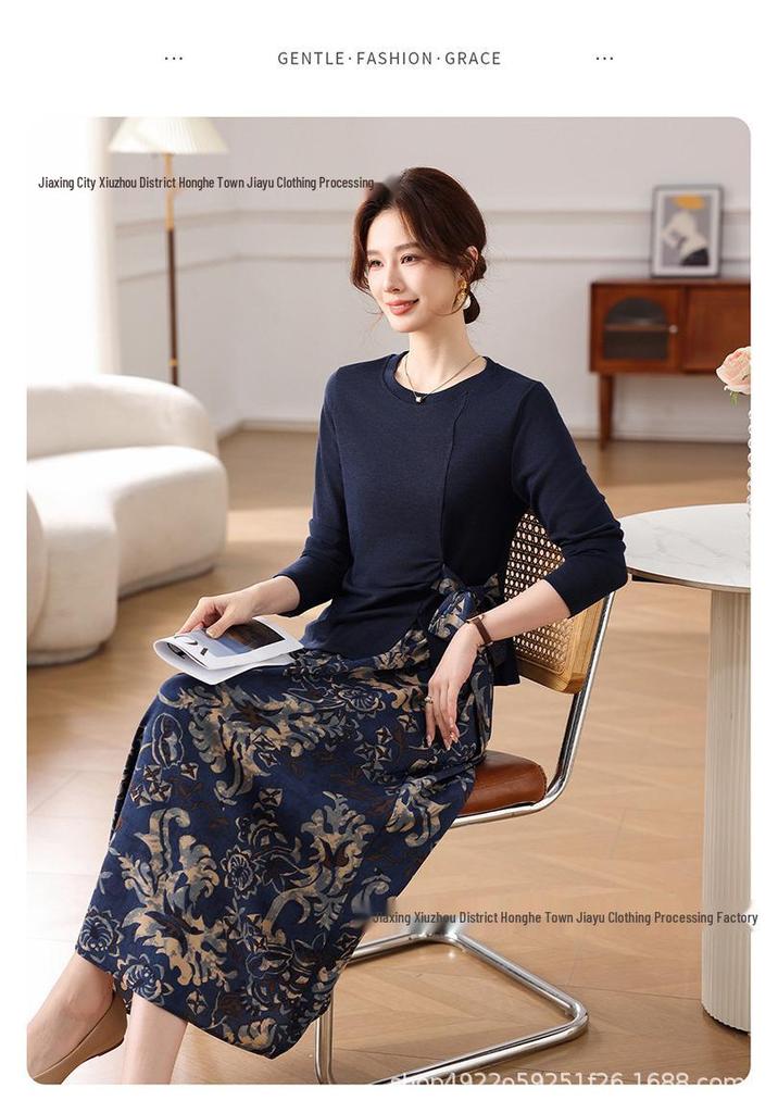2026 Spring Chic Mid-Age Women's Two-Piece Set: Fashionable Wide-Leg Skirt Outfit