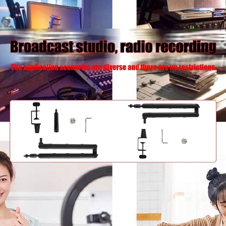 Studio Grade Aluminum Boom Mic Stand Low Height Design With Shake Proof Clamp Mount For Clear Live Streaming