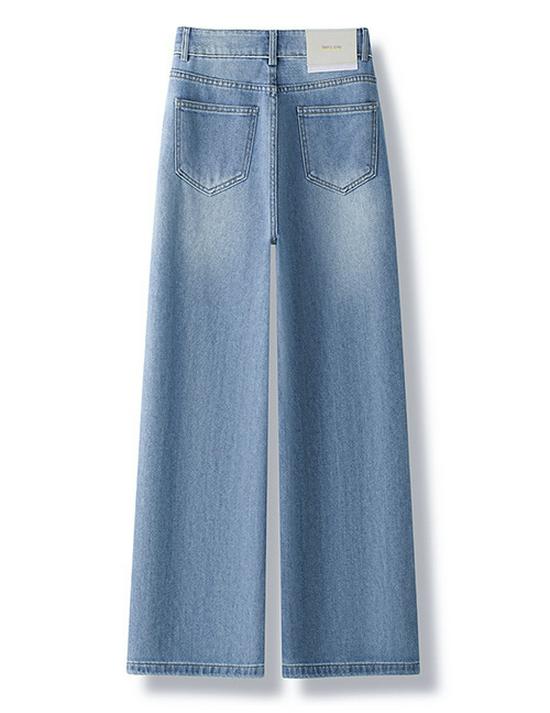 Women's 2024 Spring & Autumn Wide-Leg Jeans - Petite, Slimming, Straight-Leg, Floor-Length.