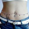 Women's Rhinestone Navel Ring Belly Button Bar Waist Chain Body Piercing