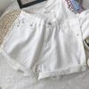 Classic and Minimalist Fashion Versatile Rolled Edge Female Summer Outside Wear Thin High Waist Casual Loose Wide Leg Denim Shorts Individuality