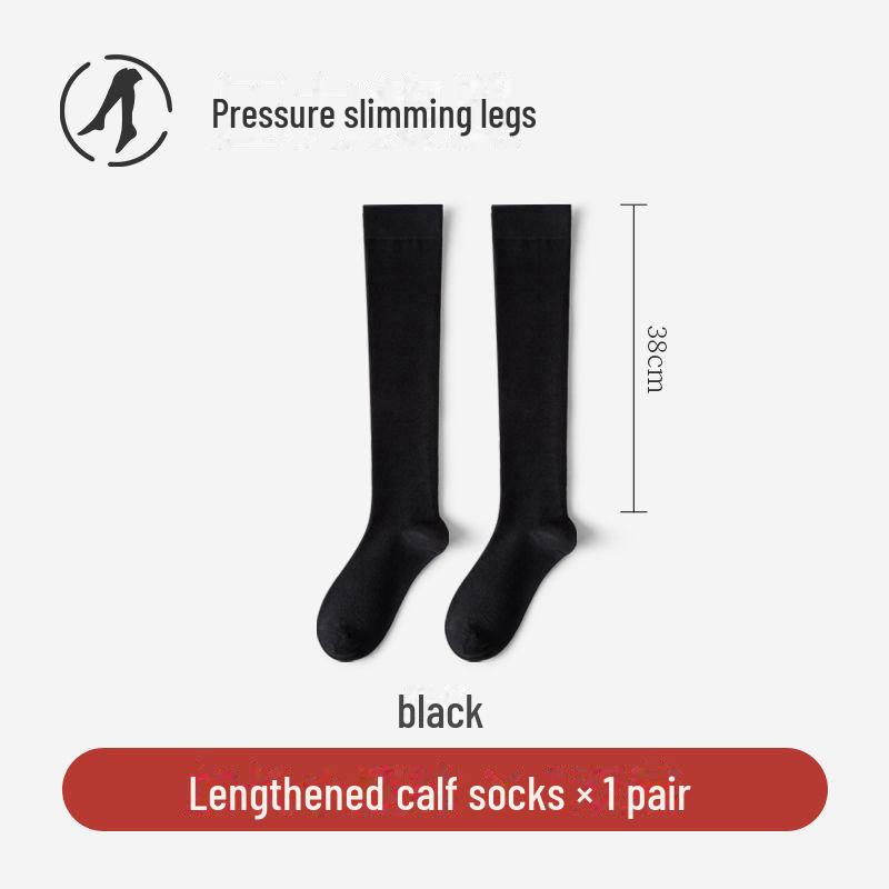 Women's Black Over-the-Knee Compression Socks - Pure Cotton, Autumn/Winter Style