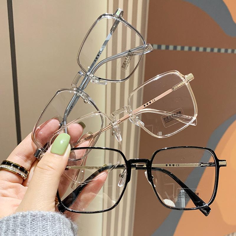 Trendy Anti Blue Light Glasses Frame For Girls Korean Version Fashion Plain Large Square Myopia Men Eyewear Reading Glasses