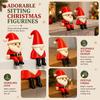 2Pcs Cute Sitting Christmas Decoration Christmas Santa Claus Figurines For Shelf Mantel Table Desk Home Office Holiday Decor