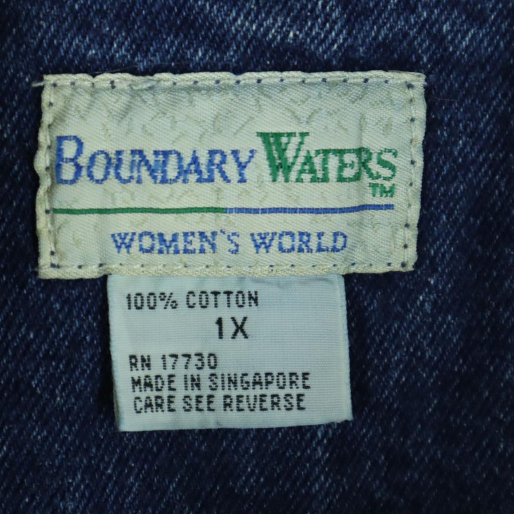 Boundary waters anos 90 Velha Manga Comprida Veludo Cotelê switch Jaqueta Jeans 1X Azul Mulher Usada