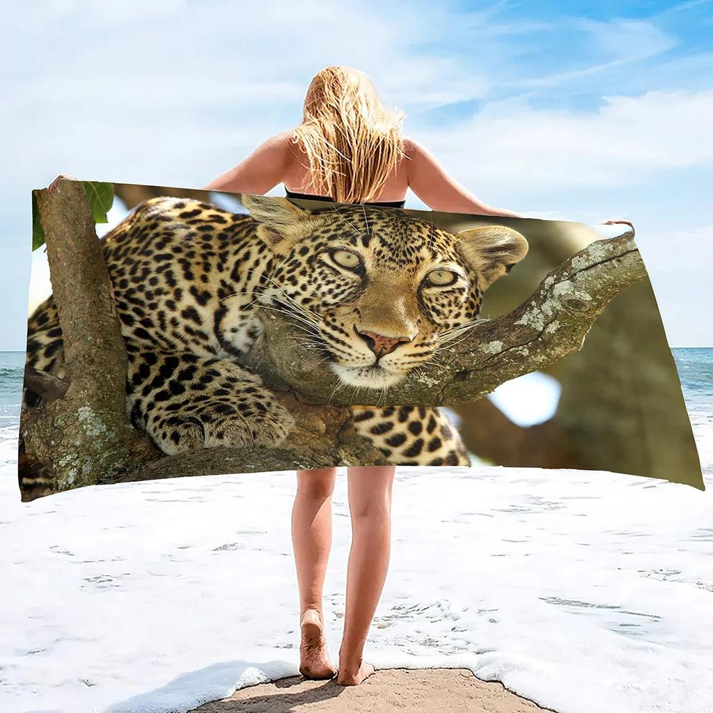 Cheetah Print Sand Free Beach Towel Absorbent Bath Towel Extra Large Hand Towels Quick Dry Towel for Swimming Bathroom Spa Pool