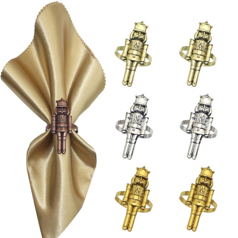 Pack of 6 Nutcrackers Soldier Napkin Rings Christmas Decorations Restaurant Table Decor Vintage Napkin Buckle Holder