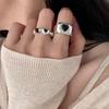 Stylish Black Agate Heart Ring For Women With Simple Elegant Design Adjustable Size