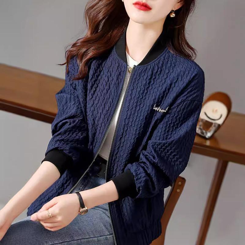 

Осенне-зимняя женская куртка-бомбер на молнии с длинными рукавами XS темно-синий