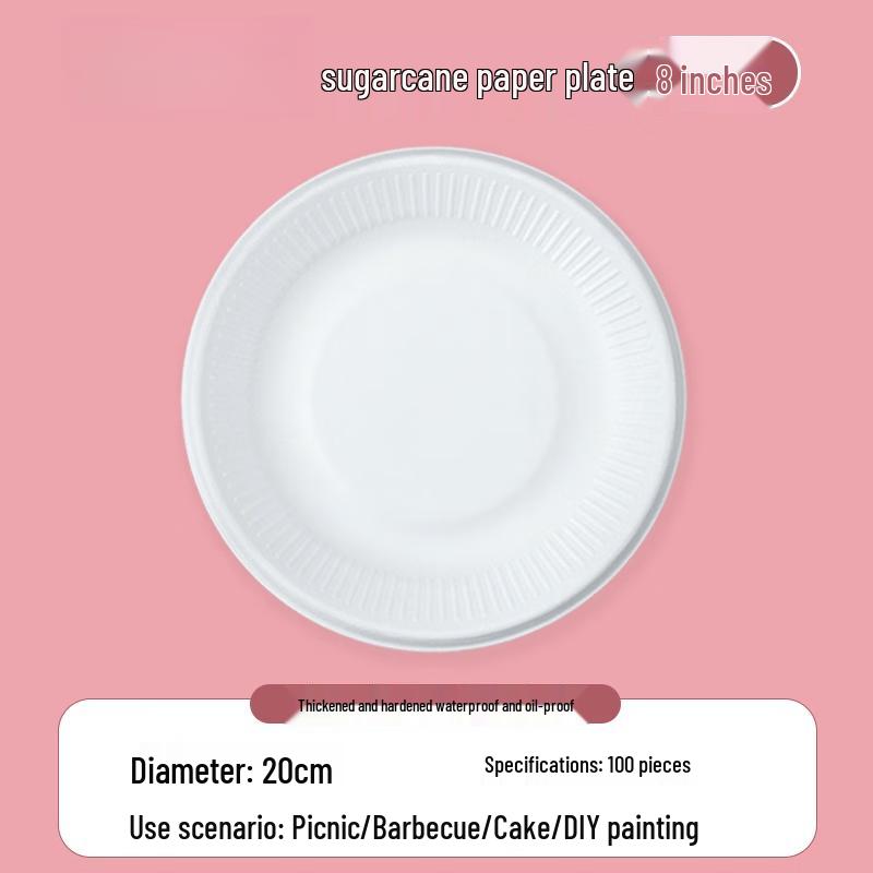 8-inch White Disposable Round Plates, 100-count