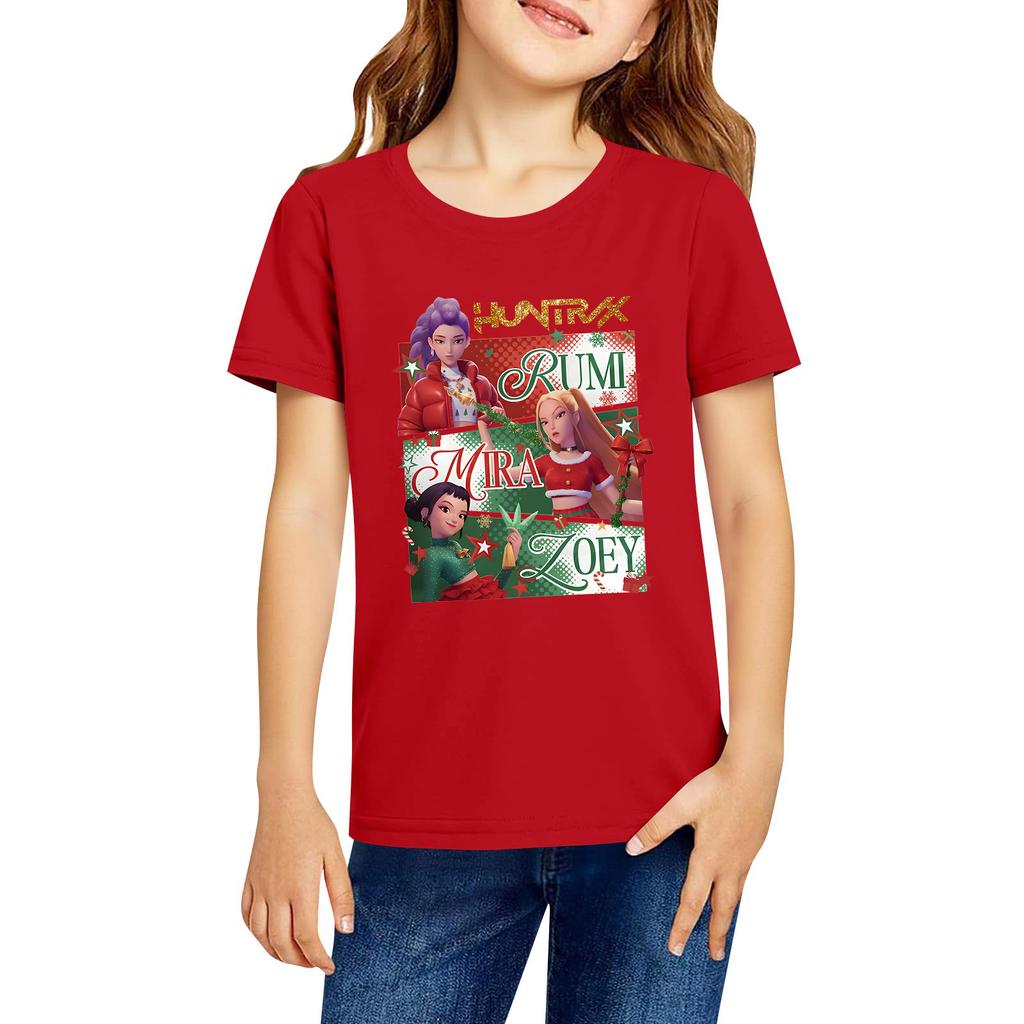 Fashionable Round Neck Short Sleeve Work Clothes Printed Tops For KID Summer Tops