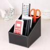 Black/Brown Leather Remote Control Organizer Space Saving Sorting Lattice Cosmetic Pens Rack  Home