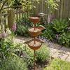 3-Tier Bowl Metal Bird Bath Rusted Bird Feeding Station Garden Rain Catcher  Patio Backyard