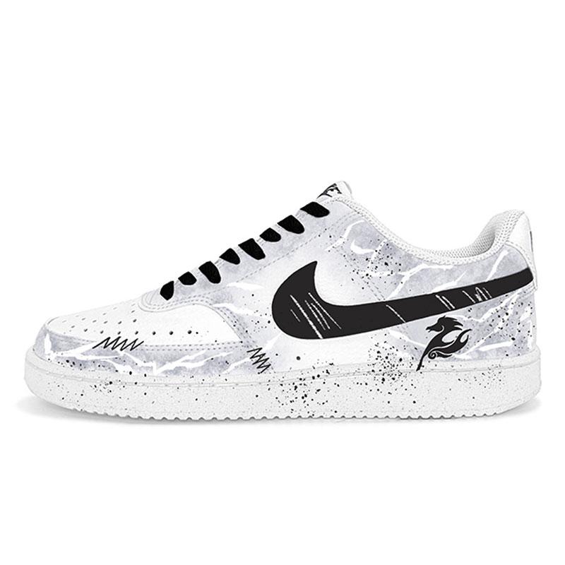 Nike Court Vision 1 Galloping Horse Hoof Disease Low Top Skateboard Shoes Unisex Black White DH2987-101(Team1267-)