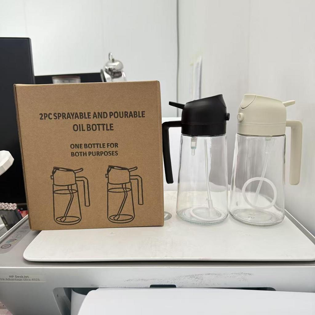 Dual-Use High-Pressure Glass Oil Bottle Sprayer & Pourer for Kitchen
