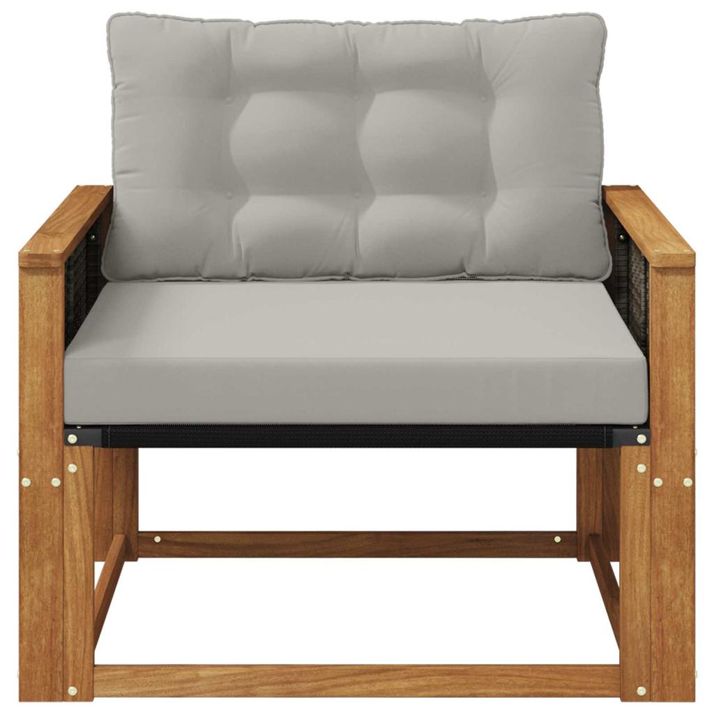 Outdoor Sofa Set Solid Acacia Wood and Textilene Natural