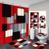 4Pcs Modern Art Shower Curtain Set with Non-Slip Bath Mat, Toilet Lid Cover, Contour Rug & 12 Hooks, Bathroom Decor