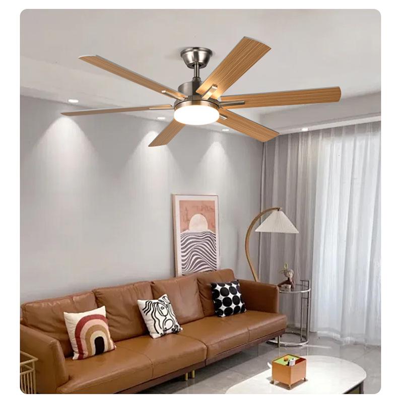 European & American Style LED Ceiling Fan with Integrated Light for Living Room, Bedroom, and Dining Room