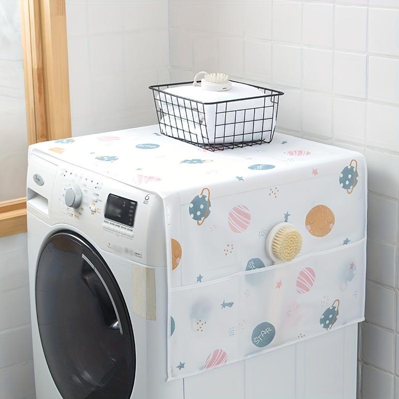 Versatile Dust Cover With Storage Pockets - Waterproof, Fresh Design For Refrigerators, Washing Machines & Tables - Home Organization Accessory