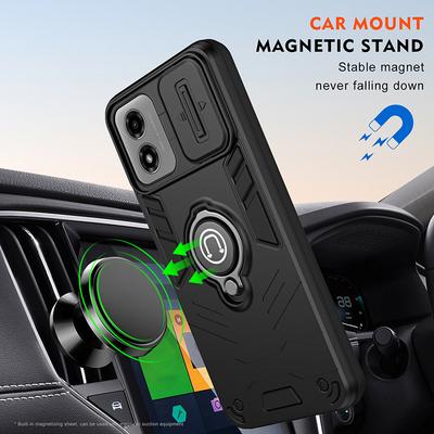 Heavy Duty Armor Shockproof Dust-Proof Case For Motorola Moto G04 G05 G13 G14 G15 Power Ring Holder Camera Lens Protection Cover