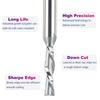 SpeTool Spiral Downcut Router Bits with 3/8 Inch Cutting Diameter, 4 Inch Extra Long HRC55 Solid Carbide CNC End Mill for Wood Small Cut, Carving