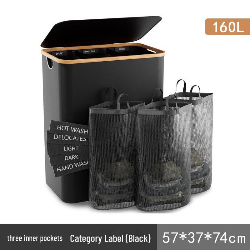 Foldable Large-Capacity Laundry Hamper with Lid and Inner Bag