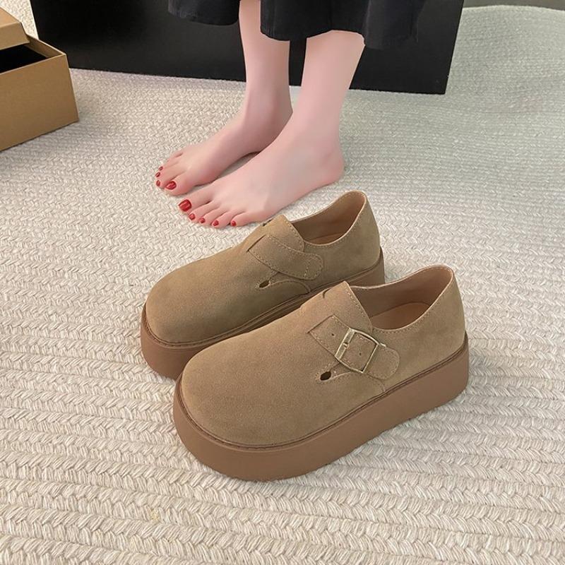 Fashion Thick Bottom Round Head Needle Buckle Plus Cotton Warm Fashion All Comfortable Non-slip Breathable Casual Women's Single Shoes