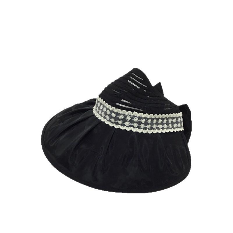 Summer Hat Women's Sunshade Sunscreen Sun Hat Empty Top Grid Large Brim Fashion Bow