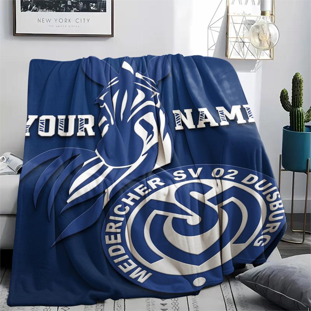 1pz Coperta in Flanella Personalizzata con Nome e Motivo MSV Duisburg Adatta a Tutte le Stagioni per Arredamento Casa Calore e Comfort Regali Regalo Festivo_xia