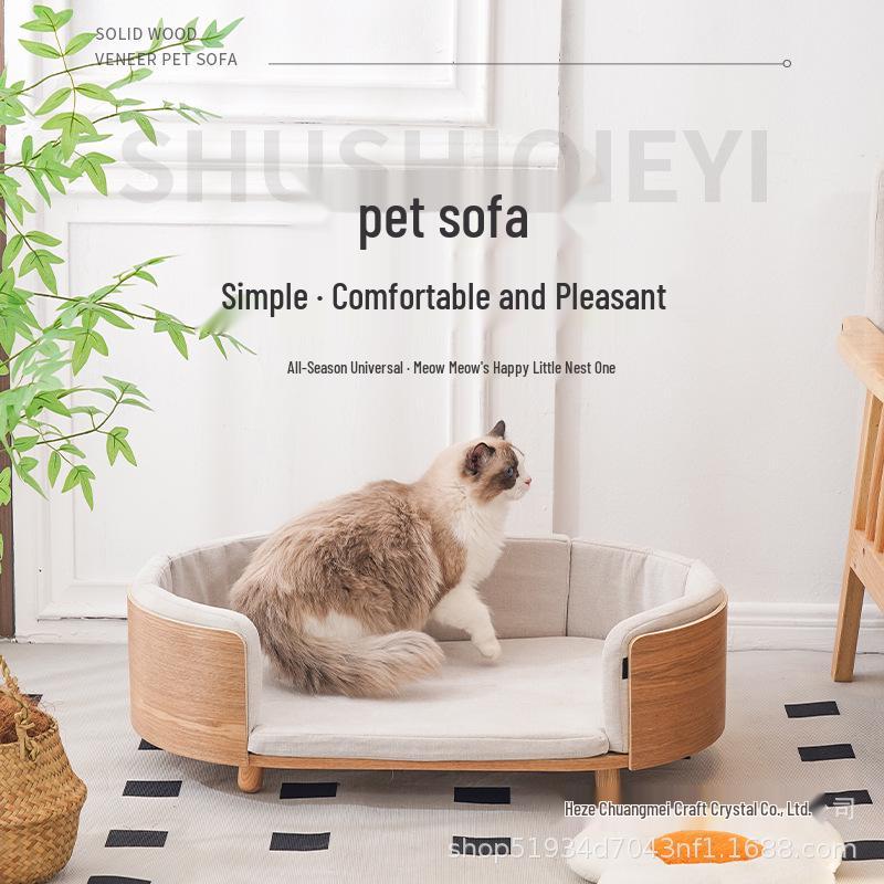 Popular Washable Wooden Pet Sofa Bed for Small to Medium Dogs, All-Season Cat & Dog House, Summer Pet Bed.