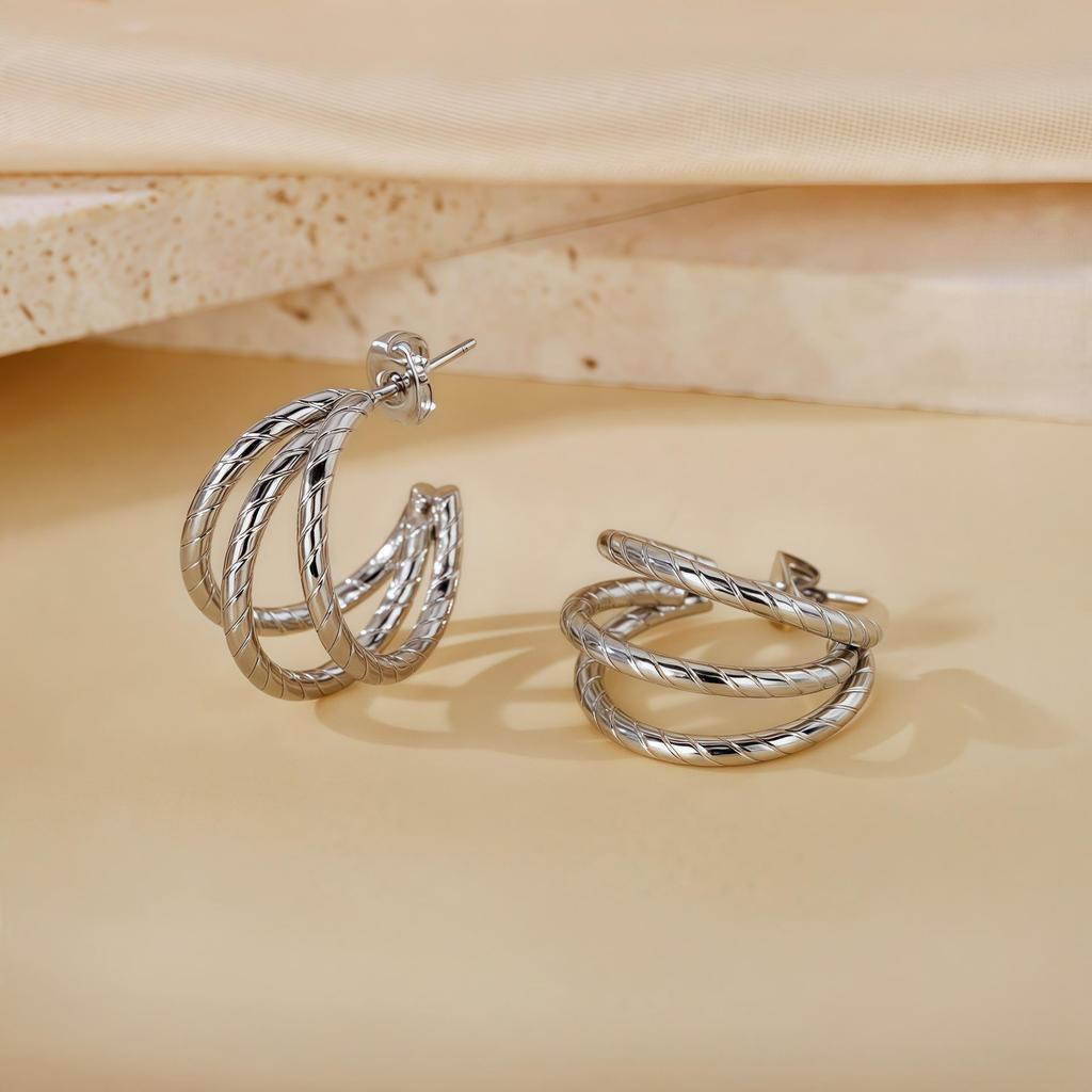 2025 Titanium Steel Twisted Braid Earrings - Light Luxury, New Style