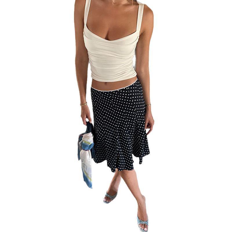 European & American Summer Fashion: New French Polka Dot Midi Fishtail Skirt