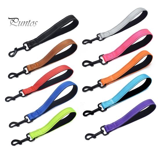 Neoprene Handle Dog Leash 12 Inches Short Heavy Duty Traffic Leashes with Carabiner Clip Inch Long Reflective Nylon Lead Padded for Large Medium Dogs
