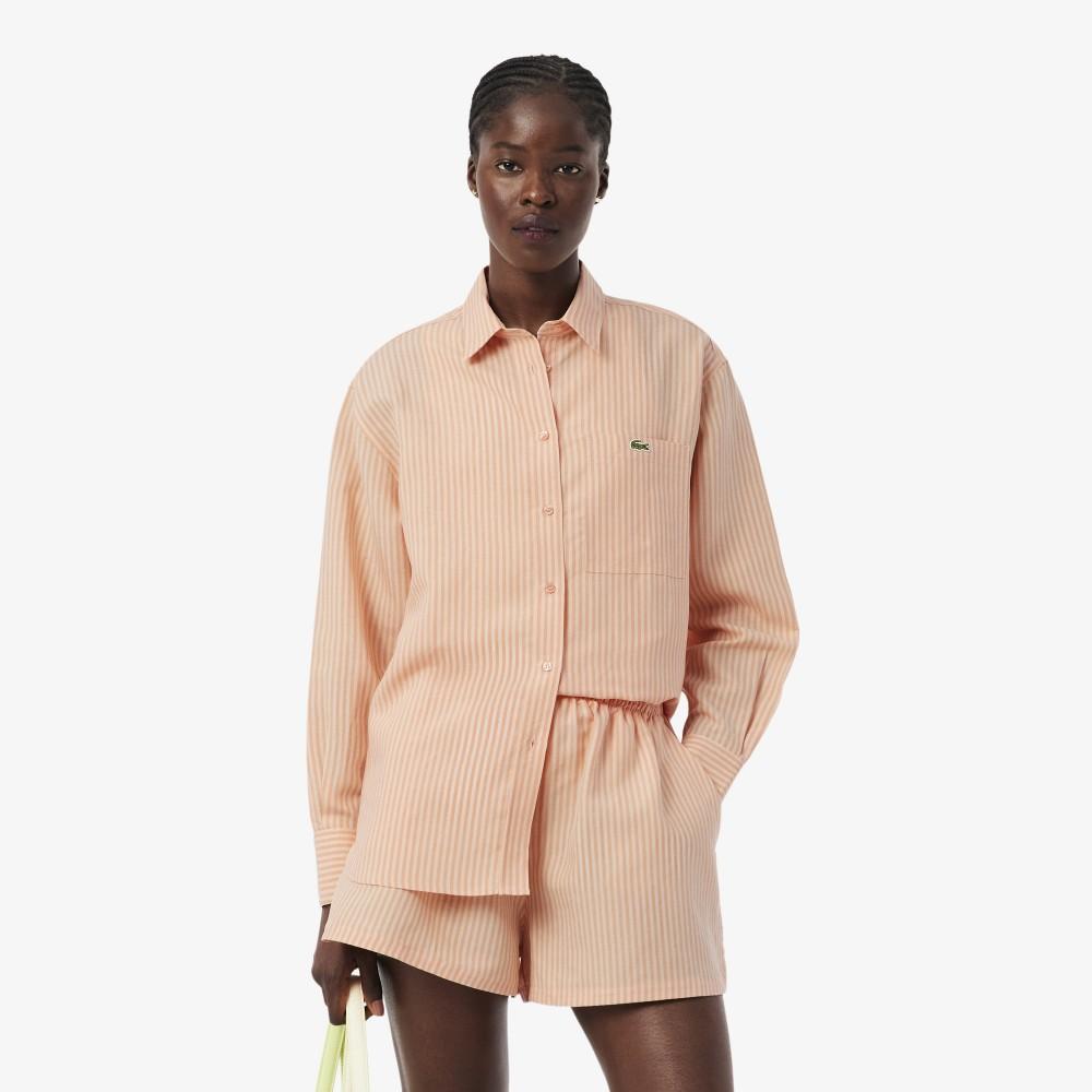 [lacoste] Женская полосатая рубашка из смесовой льняной ткани CF1429-56G4HI 34