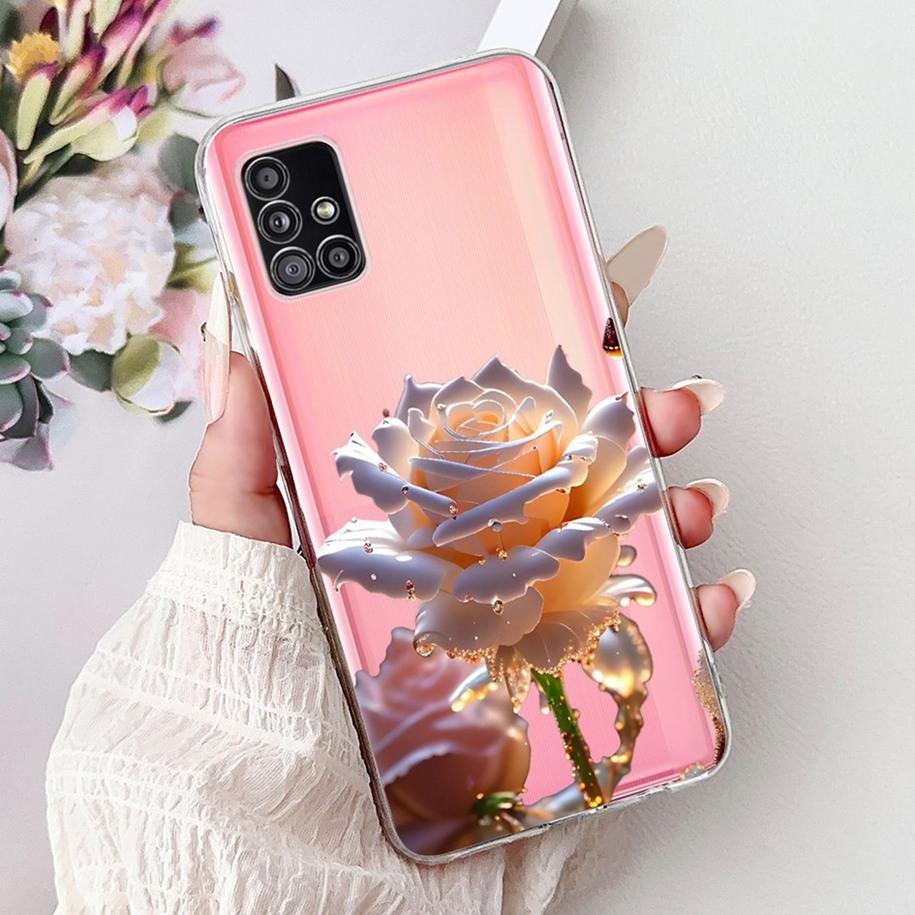 Case For Samsung Galaxy A31 A51 A71 Cover Fashion Butterfly Flower Soft Silicone Back Cover For Samsung A51 5G SM-A516B TPU Capa
