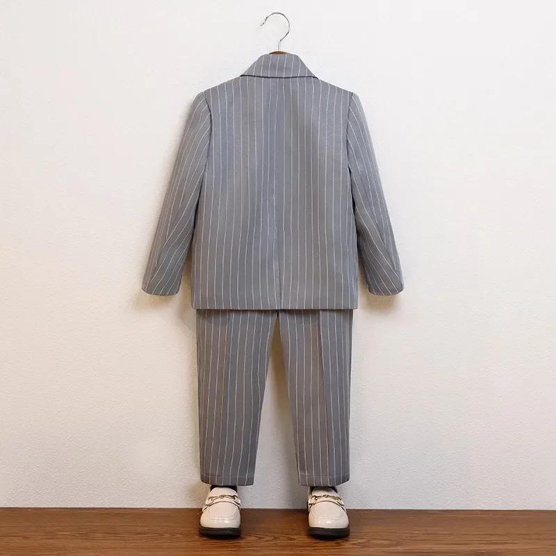 Boys Suits for Weddings Handsome Striped Kids Birthday Blazer Set Formal Children School Host Piano Performance Costumes