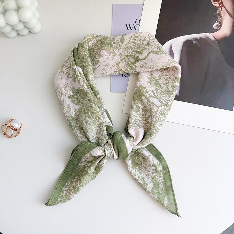 New Korean version of retro literary and artistic small square scarf silk scarf neck small scarf thin breathable skin-friendly scarf shawl
