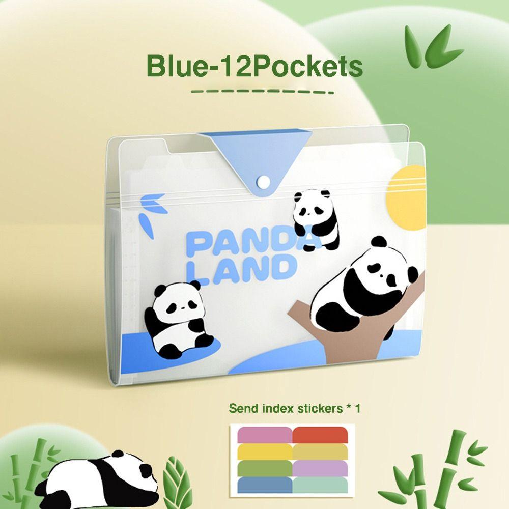 

5/8/12 Pockets A4 File Folder Classified Archive Bag Fashion Envelope Folder School Office Blue-12 Pockets