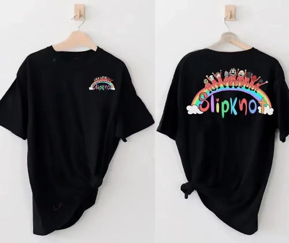 Mulheres Hip Hop Estético Gráfico Tshirts Y2k 2025 Vintage Slipknots Preparar Para Hell Tour Preto Tshirt Heavy Metal Rock Band