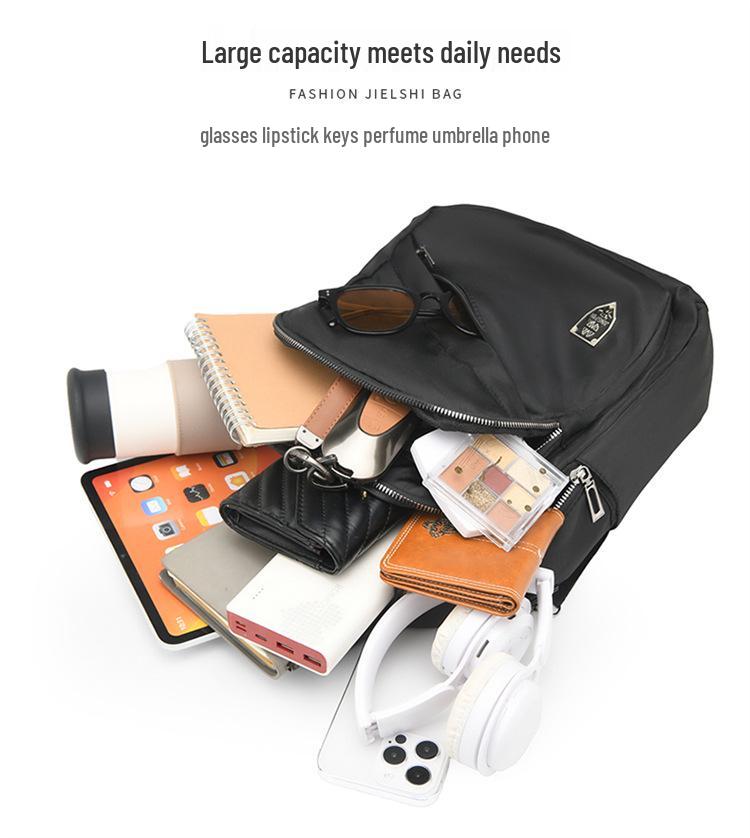 Women's Casual Black Backpack - New Style, Large Capacity, Double Shoulder School Bag