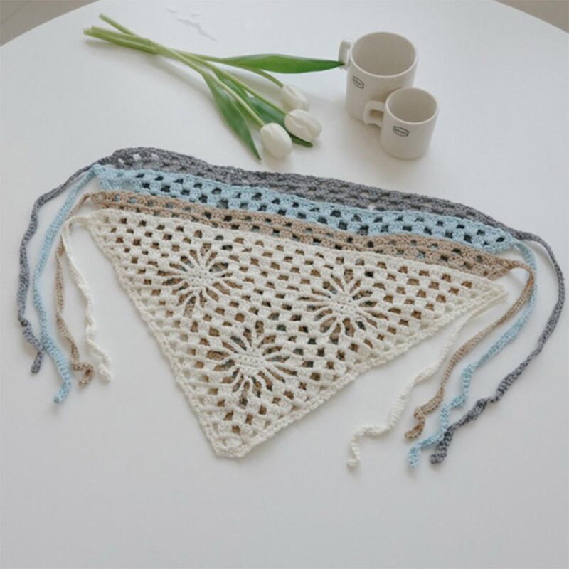 Women s Punching Crochet Triangle Scarf A33593_Ivory