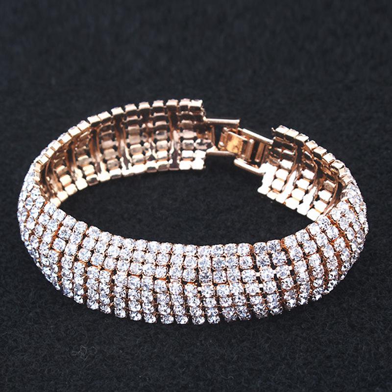 Pulseira Elegante Feminina de Três Fileiras com Strass - Joia Simples, Estilosa de Inspiração Europeia e Americana