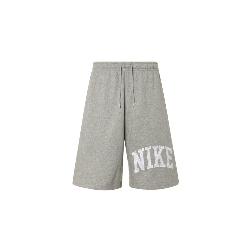 Nike Alphabet Print Mid-Waist Drawstring Comfortable Sport Casual Shorts Men Bottoms Dark-Heather-Grey Light-Smoke-Grey White FQ4093-063