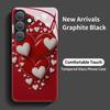 Heart shaped patterned glass phone case suitable for Samsung Galaxy S26 S25 S24 S23 S22 S20 FE/Ultra/Plus anti drop back cover