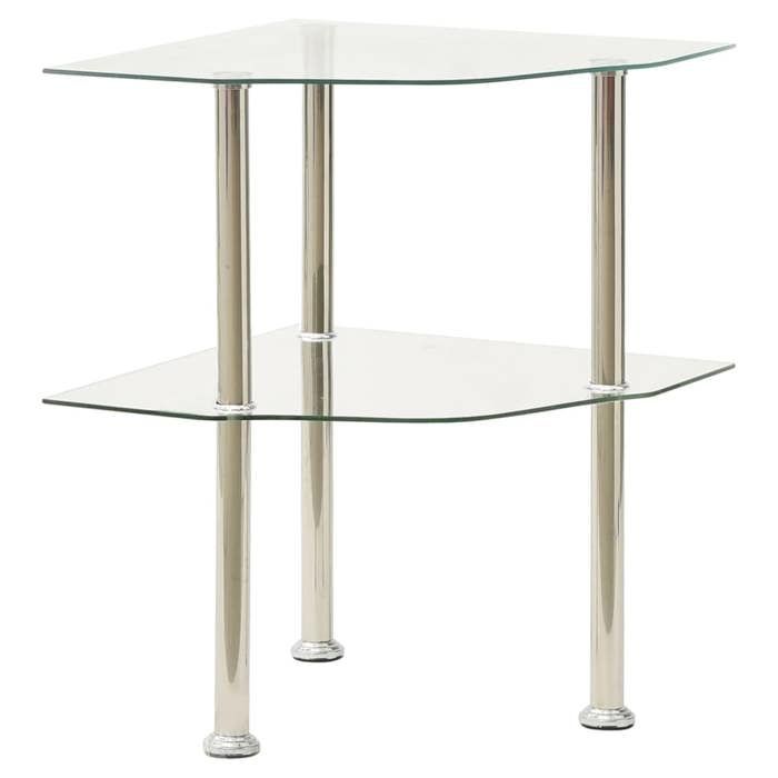 VidaXL Table d'appoint 2 niveaux Transparent 38x38x50 cm Verre trempé 322793