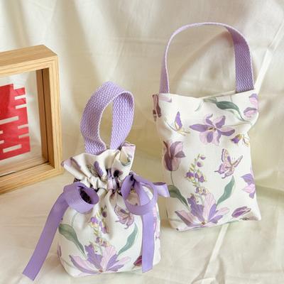 Retro Flower Handheld Candy Bags Wedding Gifts Packing Bags Portable Drawstring Candy Storage Bags Wholesale New 2025