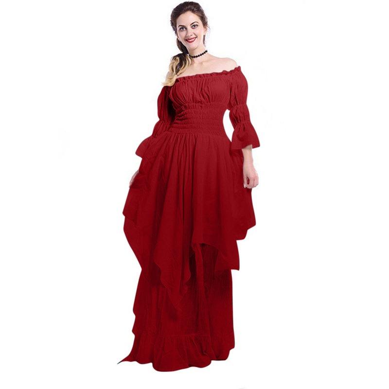 European and American Gorgeous Lace Flared Sleeve Dress Dress Vintage Gothic Dress Cosplay Ball Princess Dress