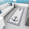 Nautical Anchor Compass Area Rug, Marine Theme Non-Slip Carpet for Yacht Deck and Living Room, Coastal Home Decor